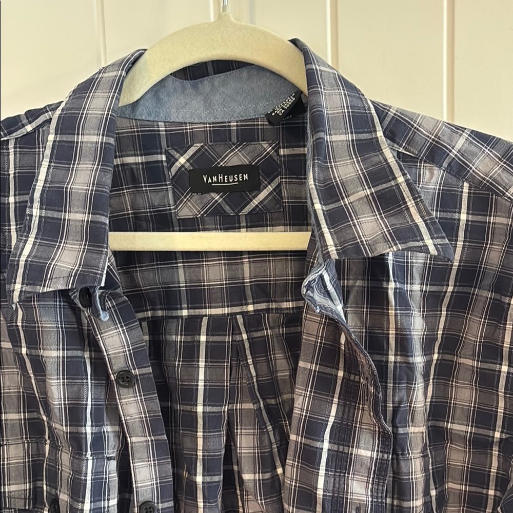 Van Heusen Navy and White Checkered Shirt